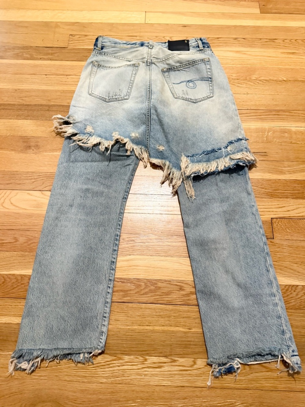 R13 Light Blue Distressed Cropped Ankle Jeans - Picture 10 of 14